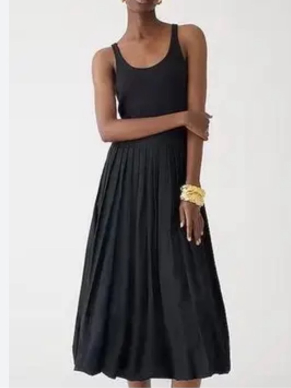 J Crew Simple Black Dress Mixy Bubble Skirt Sleeveless Stretch Knit Tank Cotton